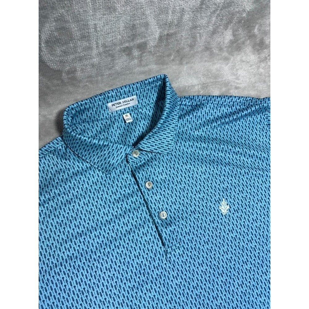 Peter Millar Polo Shirt Men XL Extra Large Blue Summer Comfort Golf Performance